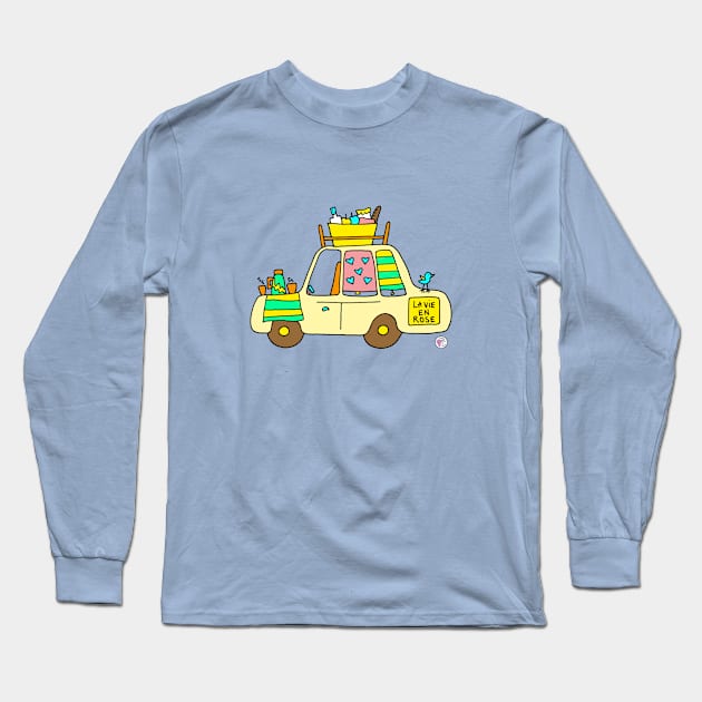 vintage yellow car Long Sleeve T-Shirt by Mellowdays